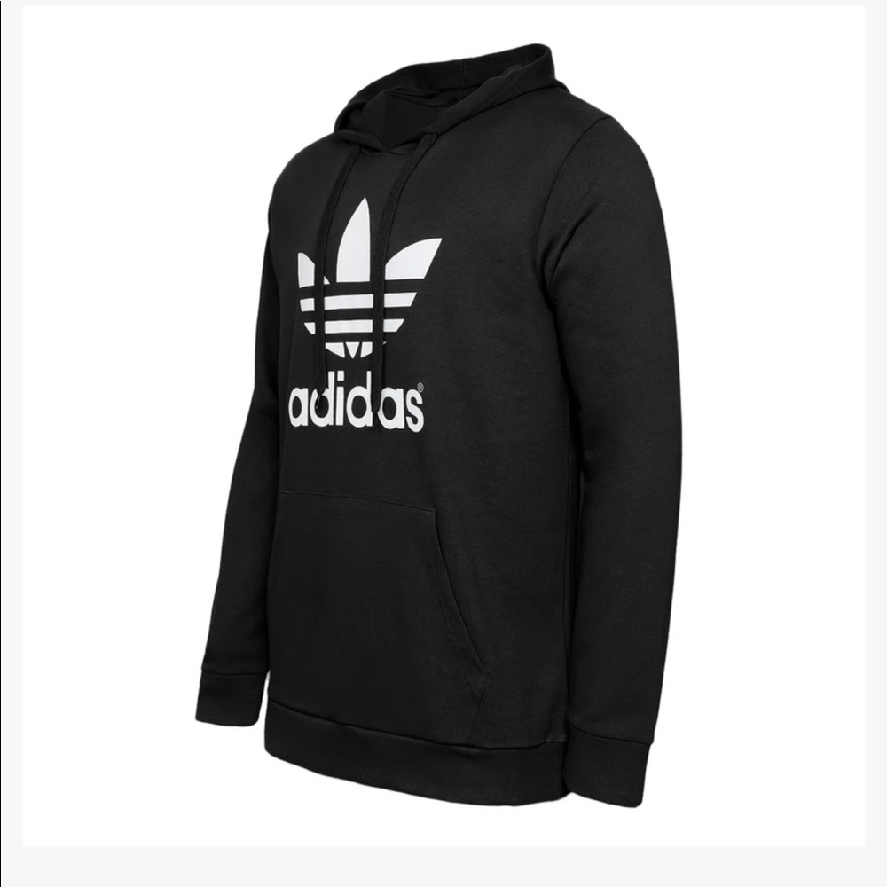 NWT Mens Adidas Black Trefoil Fleece Hoodie - Picture 3 of 11